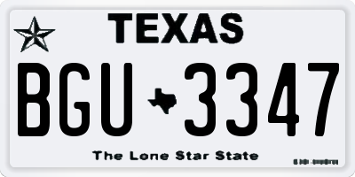 TX license plate BGU3347
