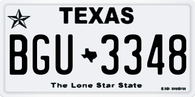 TX license plate BGU3348
