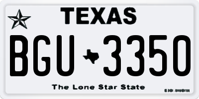 TX license plate BGU3350
