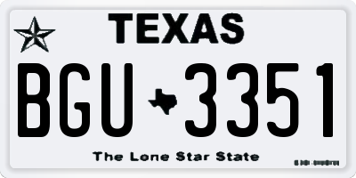 TX license plate BGU3351