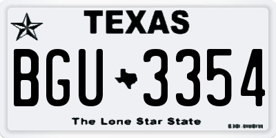 TX license plate BGU3354