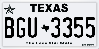 TX license plate BGU3355