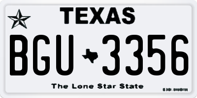 TX license plate BGU3356