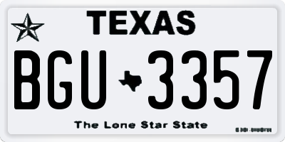 TX license plate BGU3357