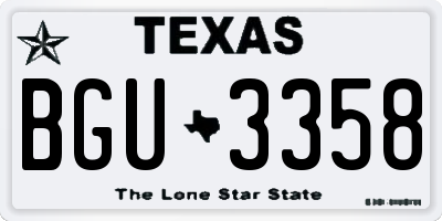 TX license plate BGU3358
