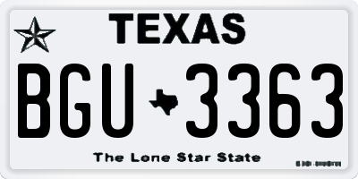TX license plate BGU3363