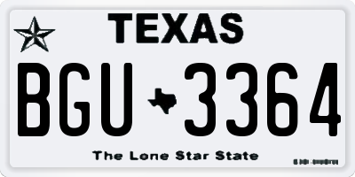 TX license plate BGU3364
