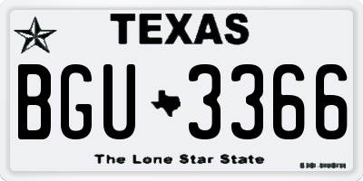 TX license plate BGU3366