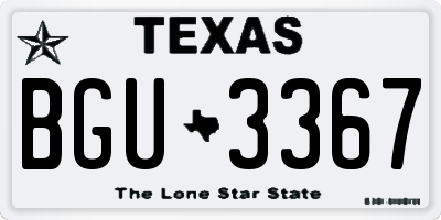 TX license plate BGU3367