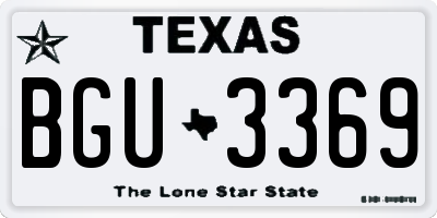 TX license plate BGU3369