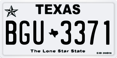 TX license plate BGU3371