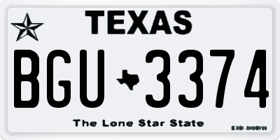 TX license plate BGU3374