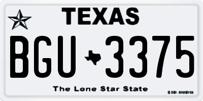 TX license plate BGU3375