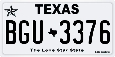 TX license plate BGU3376