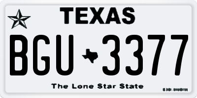 TX license plate BGU3377