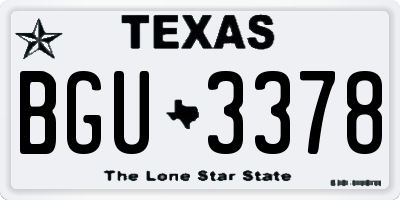 TX license plate BGU3378