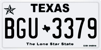 TX license plate BGU3379