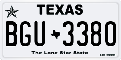 TX license plate BGU3380