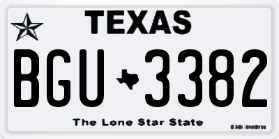 TX license plate BGU3382