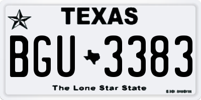 TX license plate BGU3383