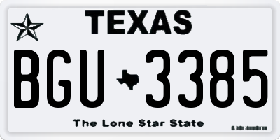 TX license plate BGU3385