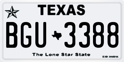 TX license plate BGU3388