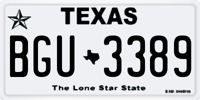 TX license plate BGU3389