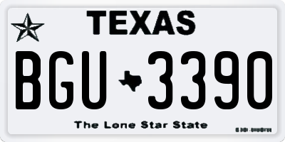 TX license plate BGU3390
