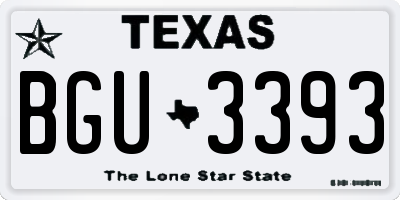 TX license plate BGU3393