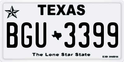 TX license plate BGU3399