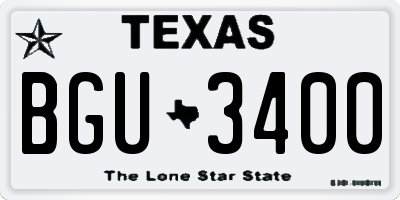 TX license plate BGU3400
