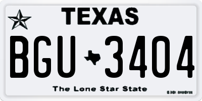 TX license plate BGU3404