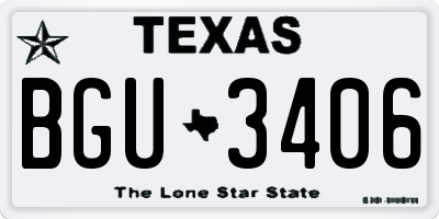 TX license plate BGU3406