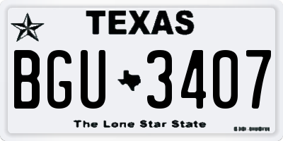 TX license plate BGU3407