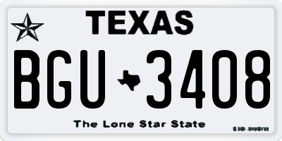 TX license plate BGU3408