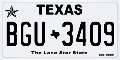 TX license plate BGU3409