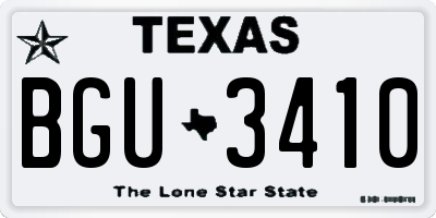TX license plate BGU3410