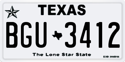 TX license plate BGU3412