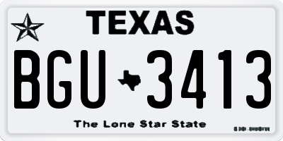 TX license plate BGU3413