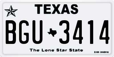 TX license plate BGU3414