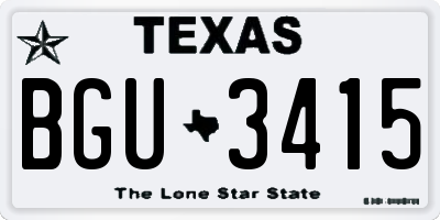 TX license plate BGU3415
