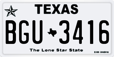 TX license plate BGU3416