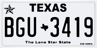 TX license plate BGU3419