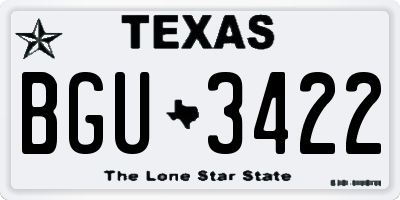 TX license plate BGU3422