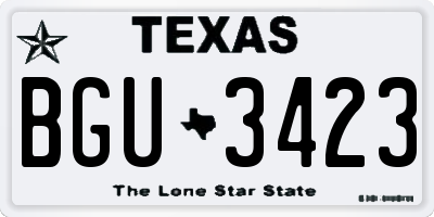 TX license plate BGU3423