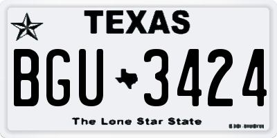 TX license plate BGU3424