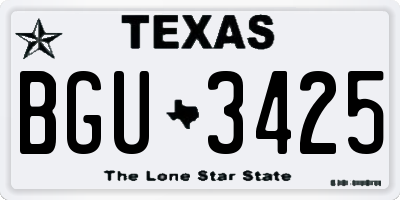TX license plate BGU3425
