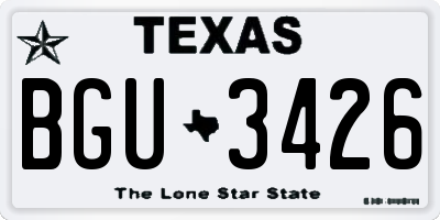 TX license plate BGU3426