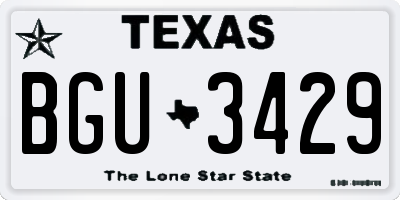 TX license plate BGU3429