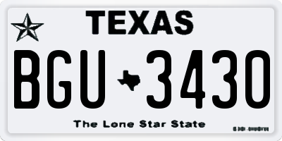 TX license plate BGU3430